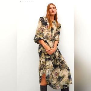 Mango Zara Oriental print maxi dress